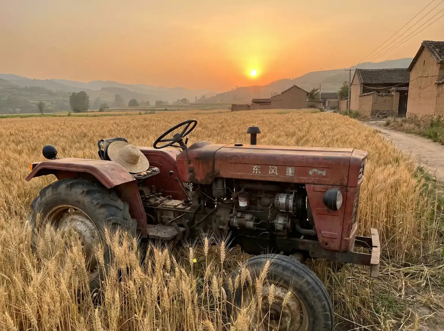 夕阳下的老式拖拉机停在麦田边 - 童话村手机在线观看2018 田间记忆